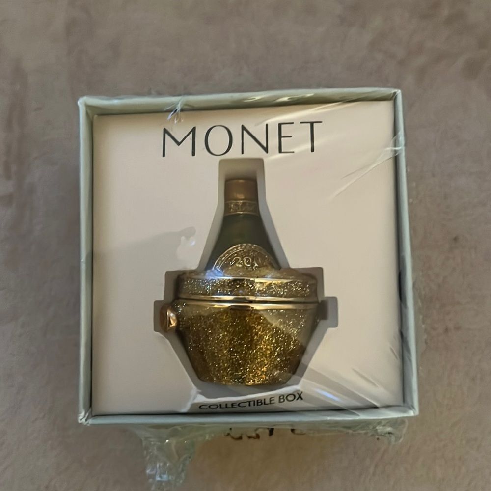 Monet Trinket Box Champagne Wine Bottle Design Sealed in Box